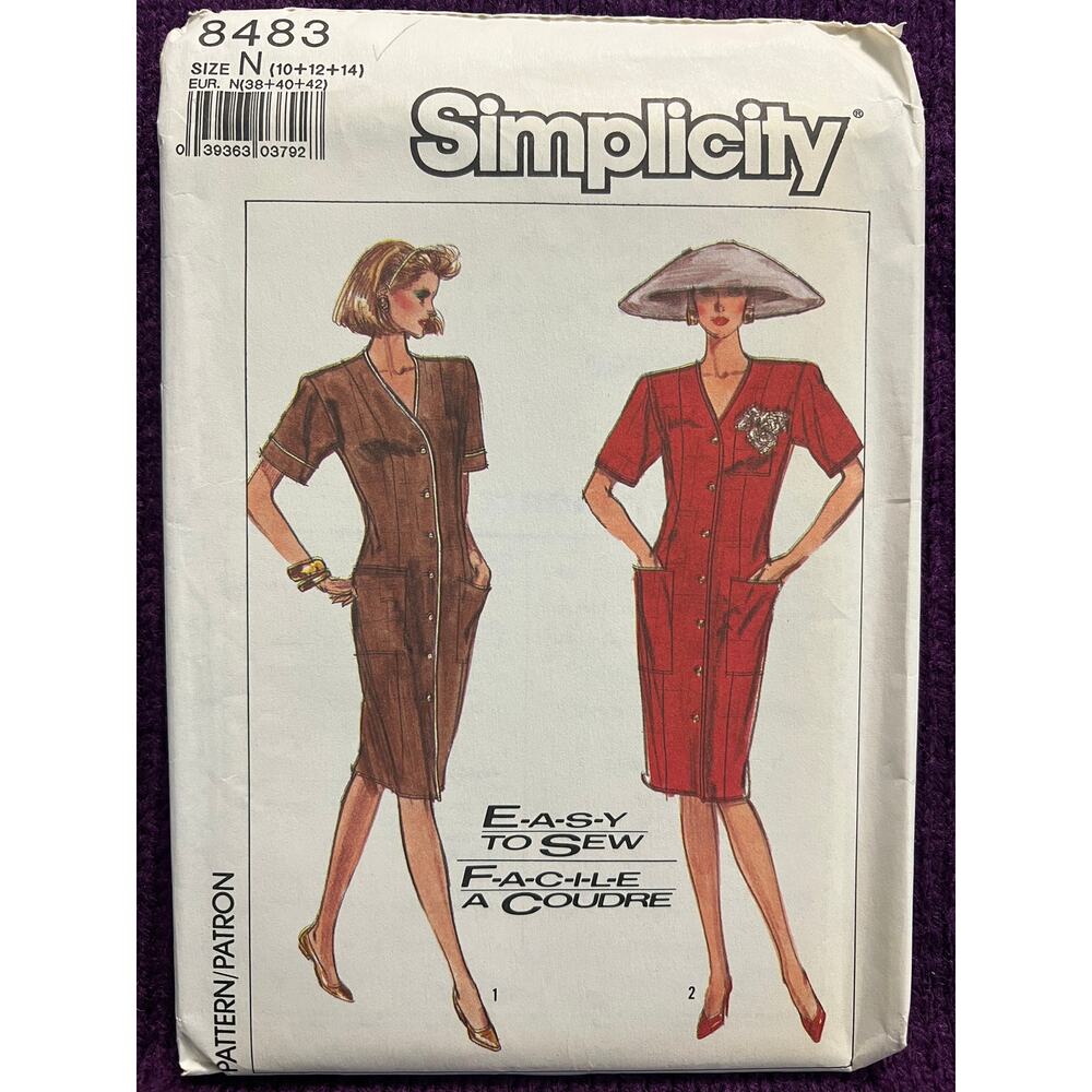 Simplicity 8483 suit dress pattern 1980s